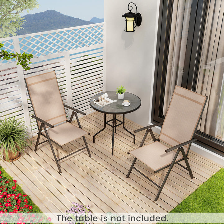 Patio Folding Dining Chairs Outdoor Sling Chairs with 7-Level Adjustable High Backrest - TidySpaces