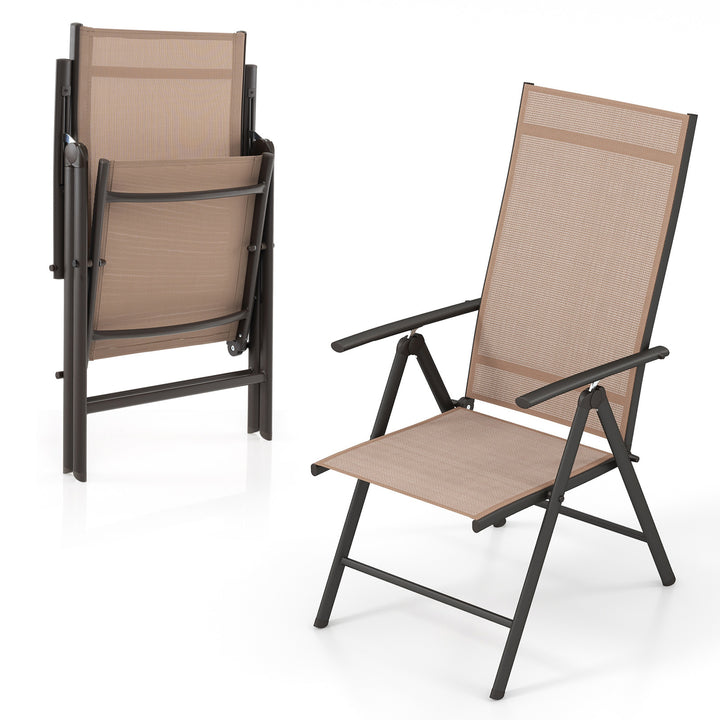 Patio Folding Dining Chairs Outdoor Sling Chairs with 7-Level Adjustable High Backrest - TidySpaces