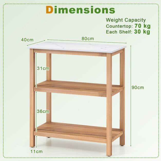 Patio Garden Potting Bench Table 3-Tier Acacia Wood Planting Workstation