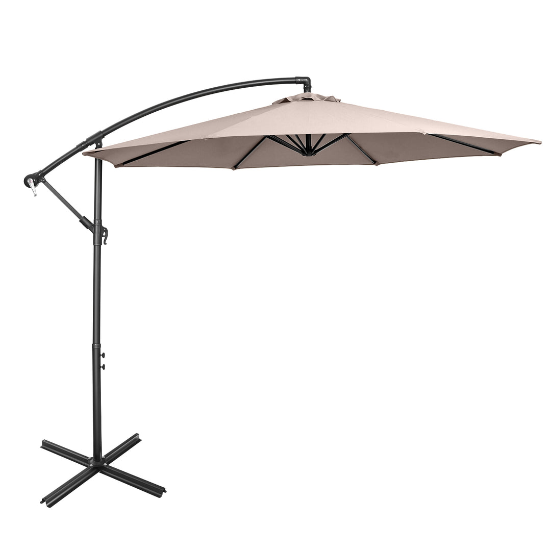 10 FT Patio Offset Umbrella with Cross Base and Crank for Garden Poolside and Yard
