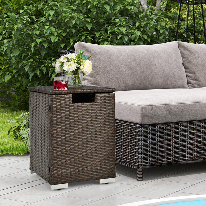 2-in-1 Rattan Hideaway Propane Gas Tank Table