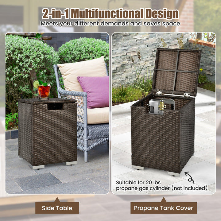 2-in-1 Rattan Hideaway Propane Gas Tank Table