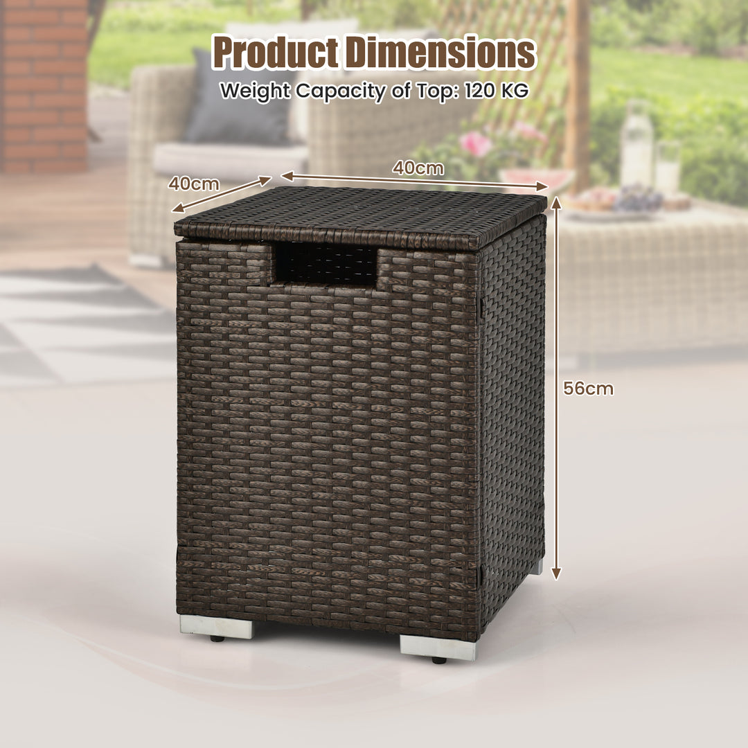 2-in-1 Rattan Hideaway Propane Gas Tank Table - TidySpaces
