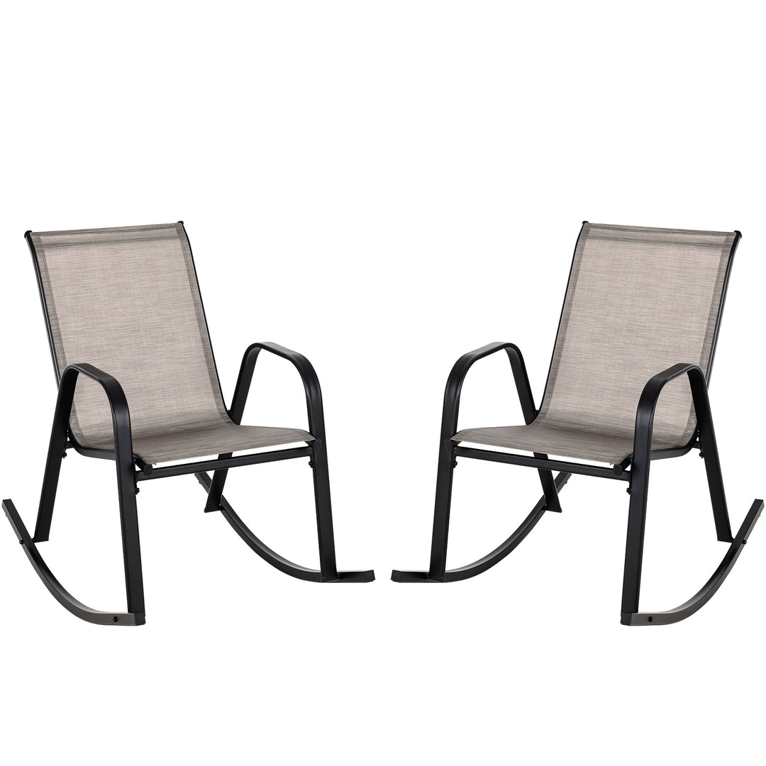 Patio Rocking Chair Set of 2 with Breathable Fabric Seat