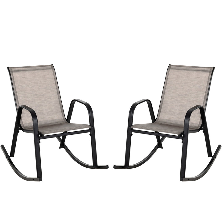 Patio Rocking Chair Set of 2 with Breathable Fabric Seat