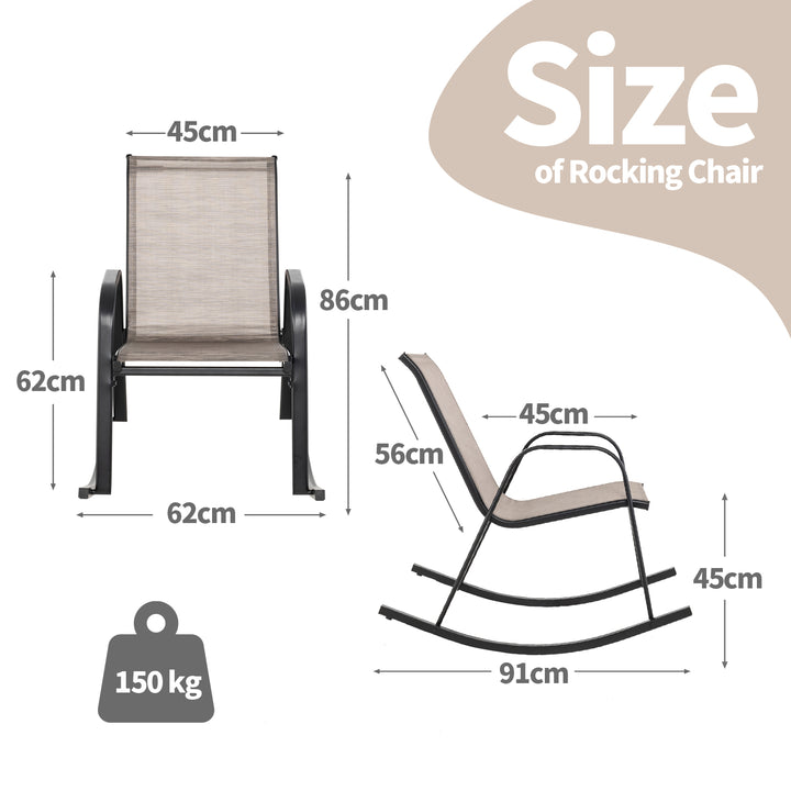 Patio Rocking Chair Set of 2 with Breathable Fabric Seat