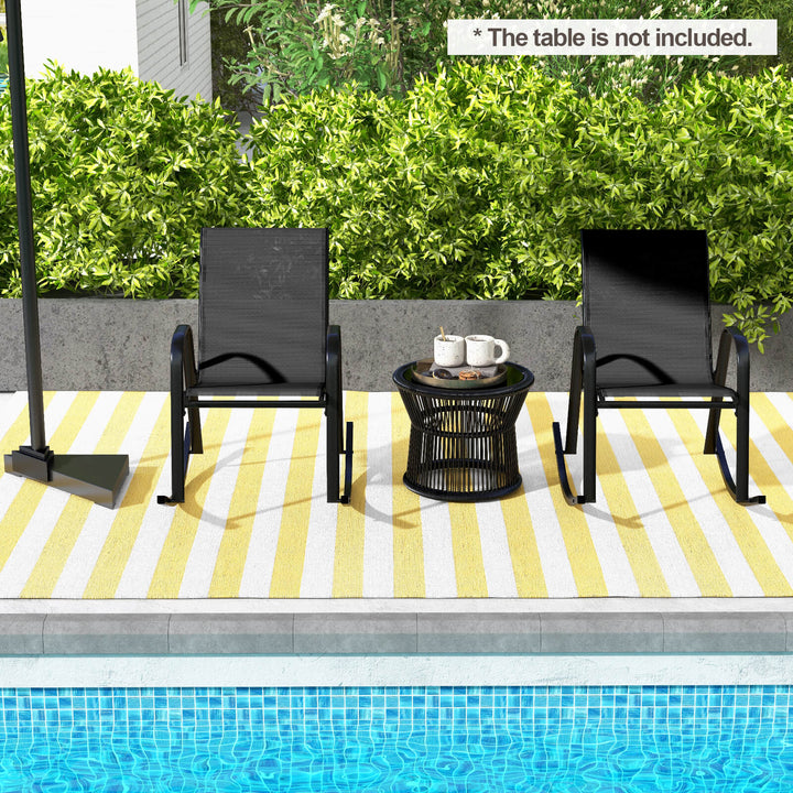 Patio Rocking Chair Set of 2 with Breathable Fabric Seat - TidySpaces