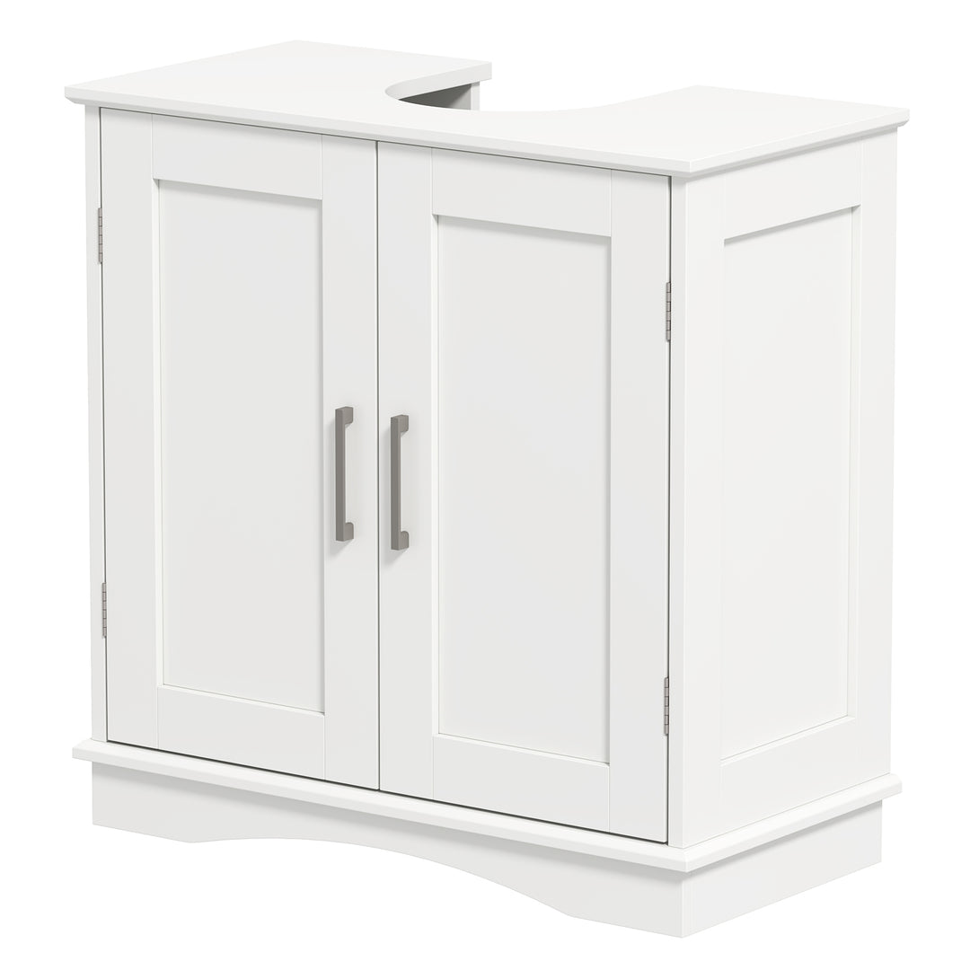 60 cm Pedestal Sink Bathroom Vanity Cabinet with Adjustable Shelf-White