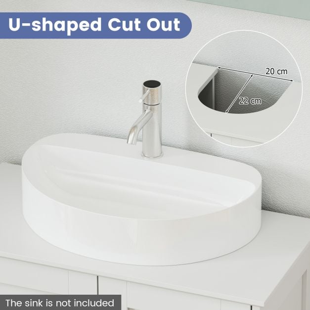 60 cm Pedestal Sink Bathroom Vanity Cabinet with Adjustable Shelf-White