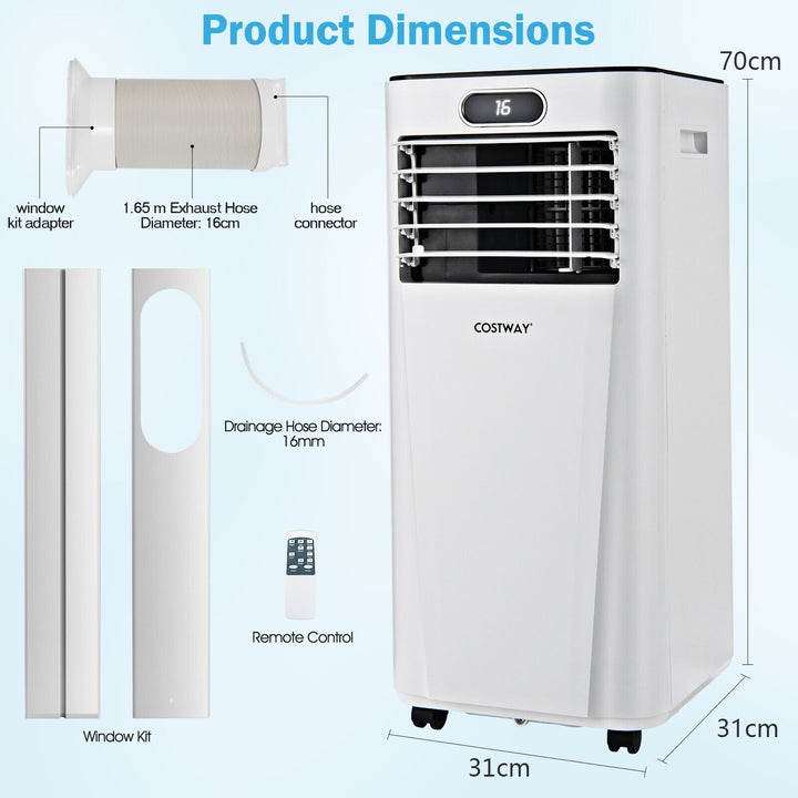 Portable 3-in-1 Air Conditioner with Remote Control and Sleep Mode-White - TidySpaces