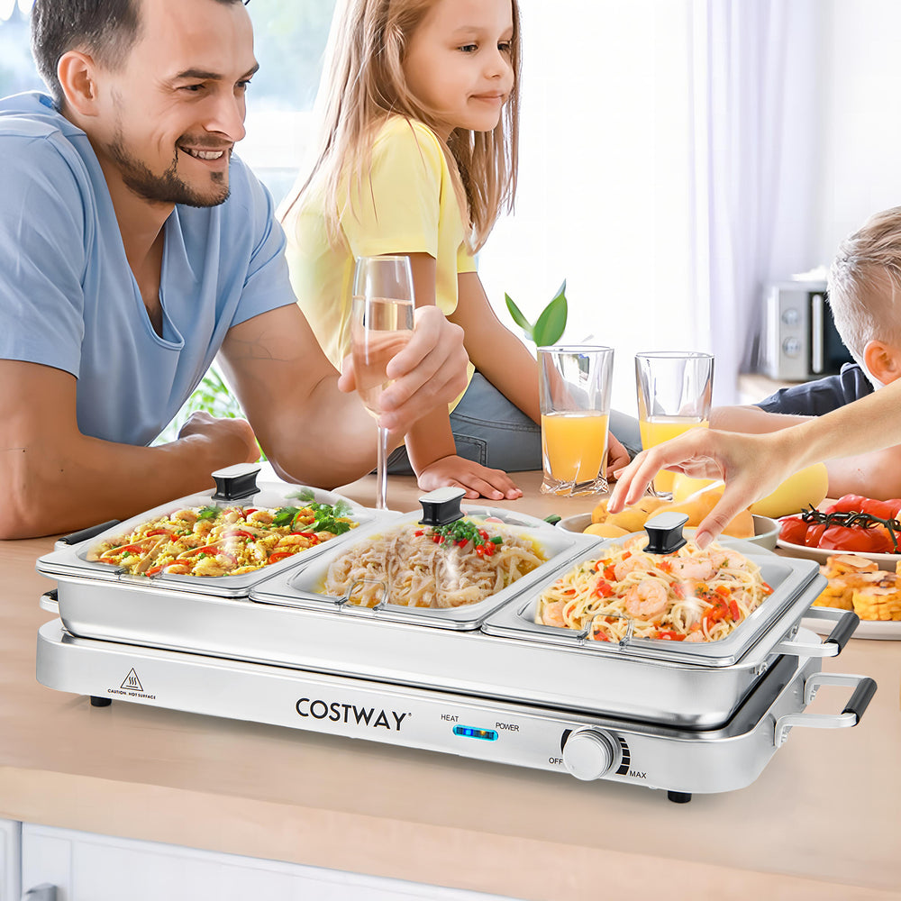 Portable Electric Buffet Server 2 in 1 Electric Warming Tray - TidySpaces