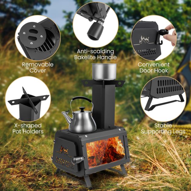 Portable Wood Burning Stove with 2 Cooking Positions - TidySpaces