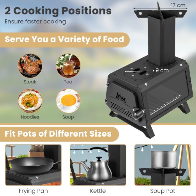 Portable Wood Burning Stove with 2 Cooking Positions - TidySpaces