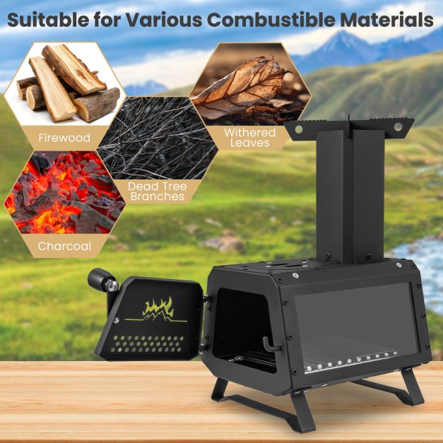 Portable Wood Burning Stove with 2 Cooking Positions - TidySpaces