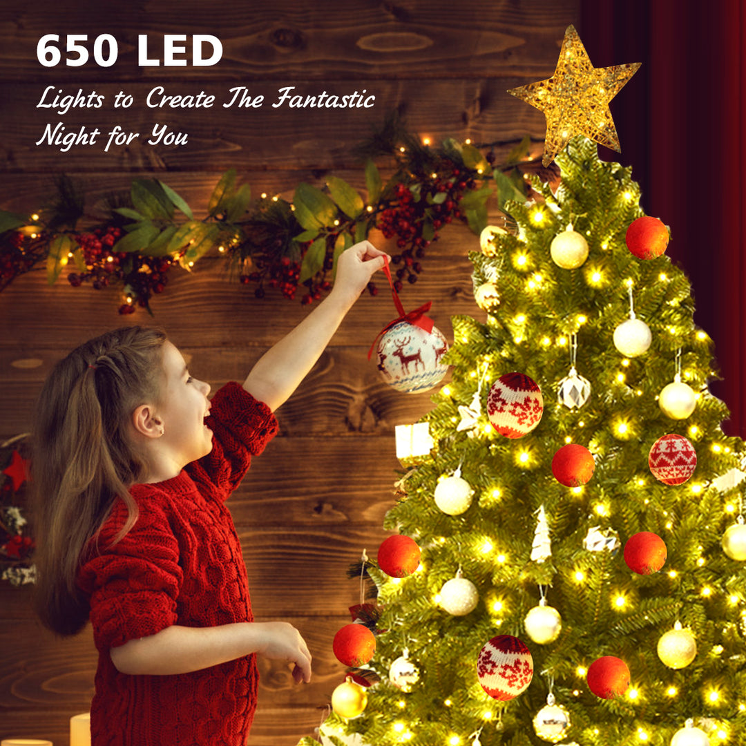 Pre-Lit Artificial Christmas Tree with 8 Lighting Modes and Foldable Metal Stand