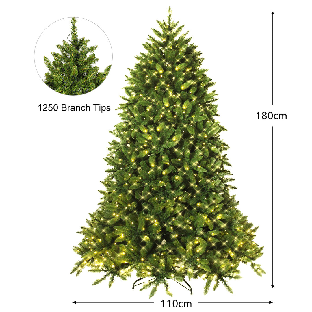 Pre-Lit Artificial Christmas Tree with 8 Lighting Modes and Foldable Metal Stand