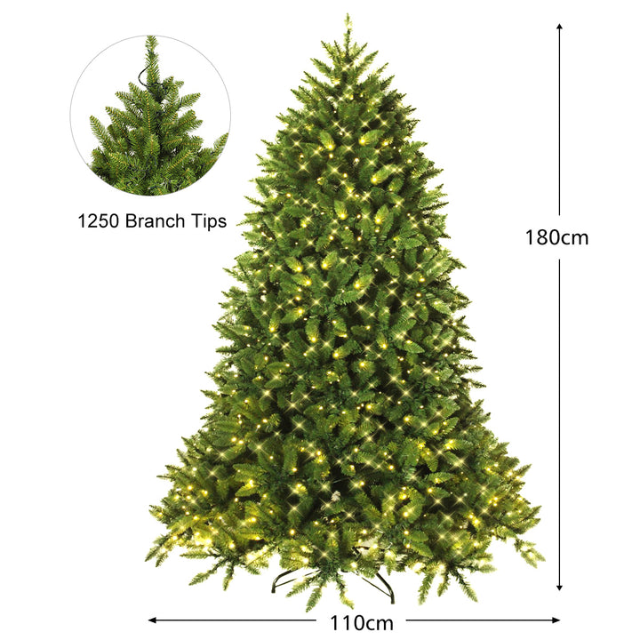 Pre-Lit Artificial Christmas Tree with 8 Lighting Modes and Foldable Metal Stand