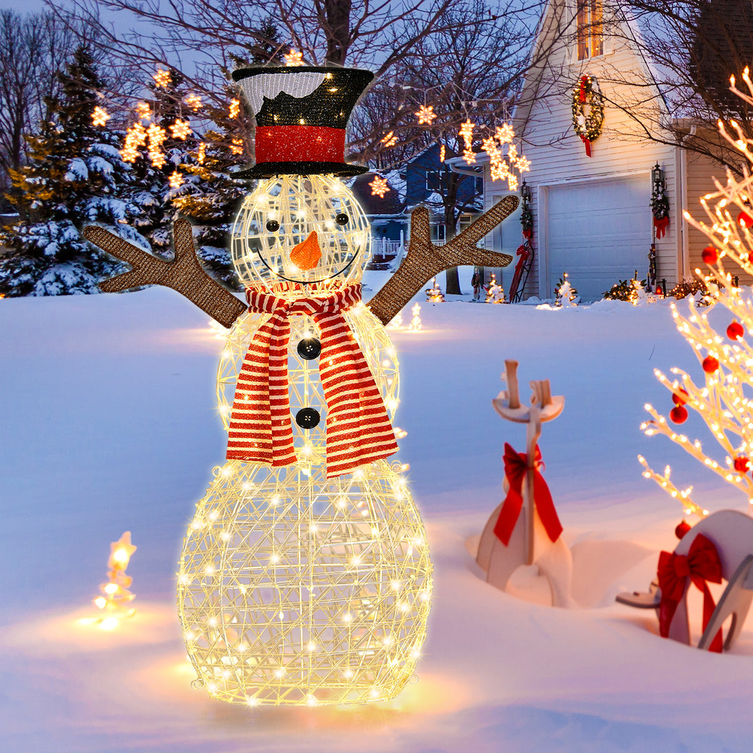 Pre-Lit Lighted Standing Snowman Christmas Decoration with Ground Stakes - TidySpaces