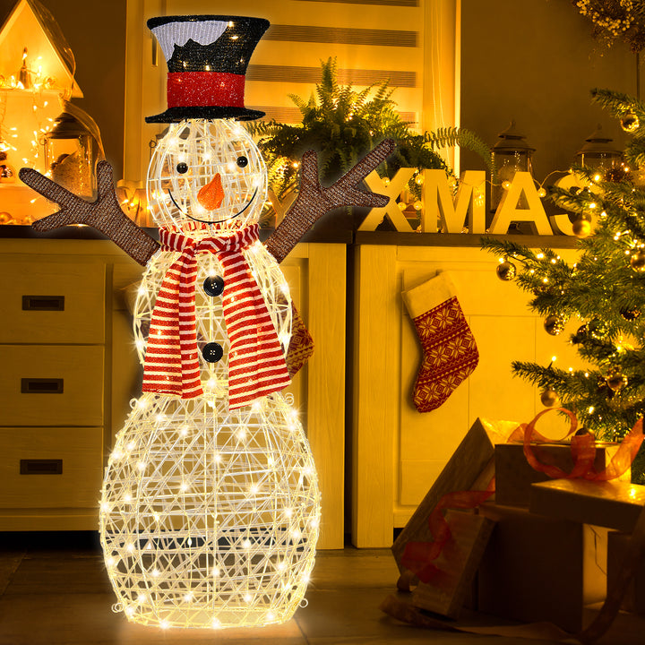 Pre-Lit Lighted Standing Snowman Christmas Decoration with Ground Stakes - TidySpaces