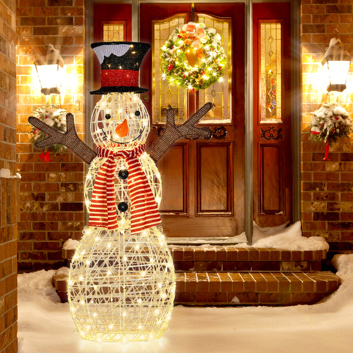 Pre-Lit Lighted Standing Snowman Christmas Decoration with Ground Stakes - TidySpaces