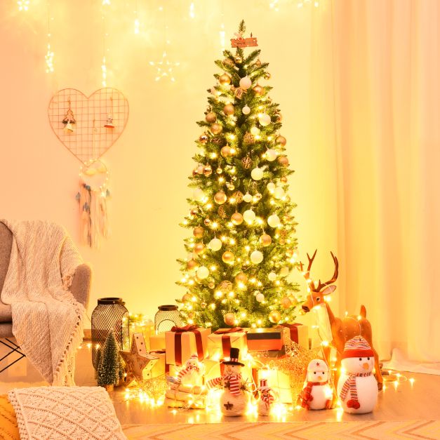 Pre-lit Artificial Pencil Christmas Tree with Warm White UL-listed Lights