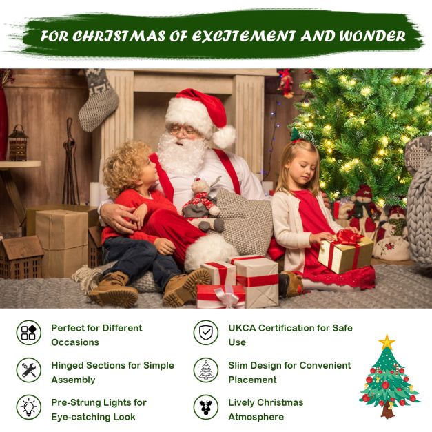 Pre-lit Artificial Pencil Christmas Tree with Warm White UL-listed Lights