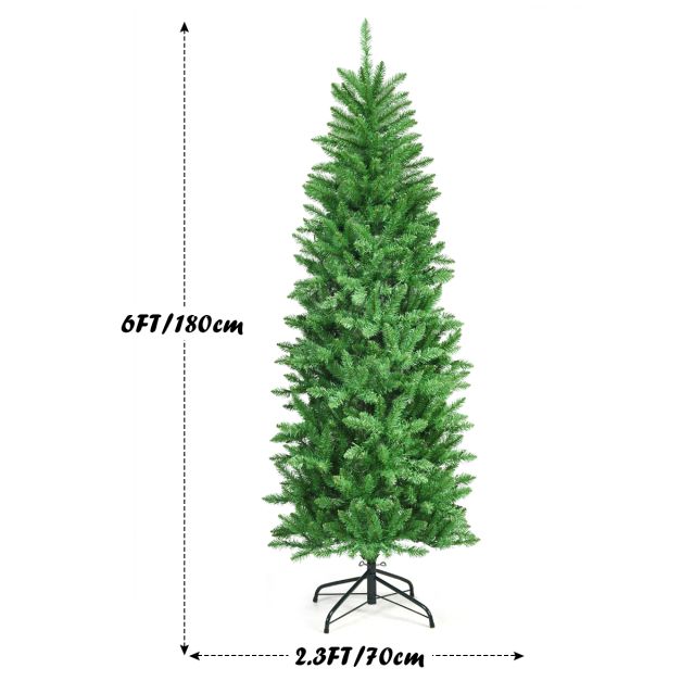 Pre-lit Artificial Pencil Christmas Tree with Warm White UL-listed Lights