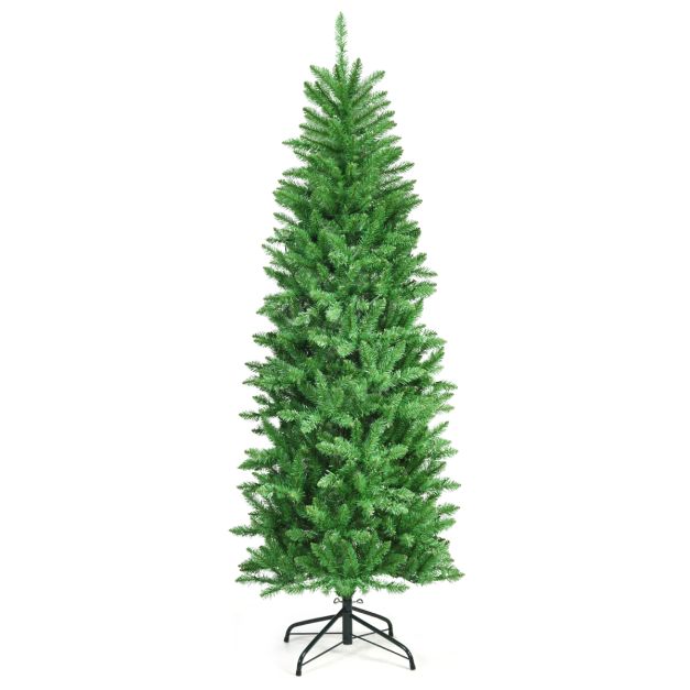 Pre-lit Artificial Pencil Christmas Tree with Warm White UL-listed Lights