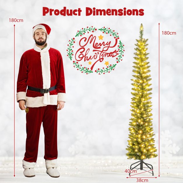 Pre-Lit Christmas Tree with Branch Tips and Warm White LED Lights-6FT