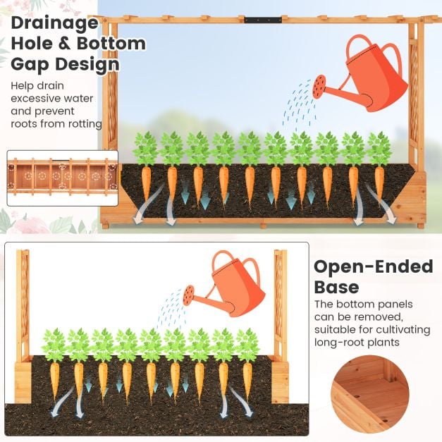 Raised Garden Bed with 2-Sided Trellis and Hanging Roof-Orange - TidySpaces