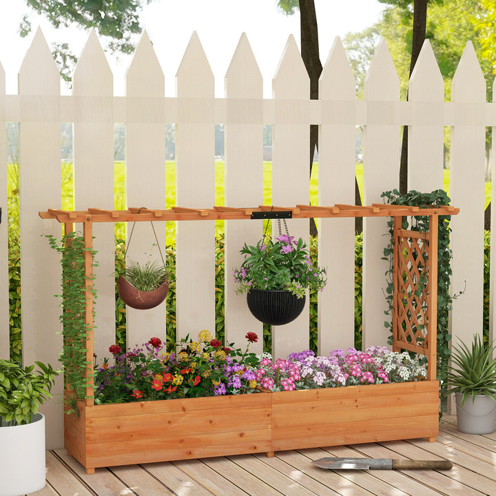 Raised Garden Bed with 2-Sided Trellis and Hanging Roof-Orange
