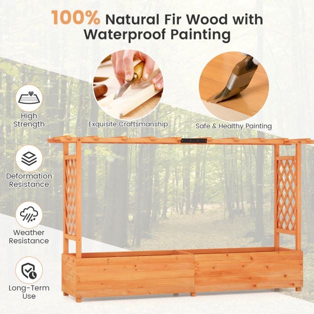 Raised Garden Bed with 2-Sided Trellis and Hanging Roof-Orange - TidySpaces