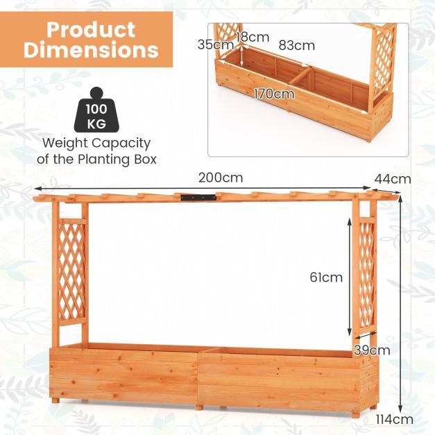 Raised Garden Bed with 2-Sided Trellis and Hanging Roof-Orange - TidySpaces