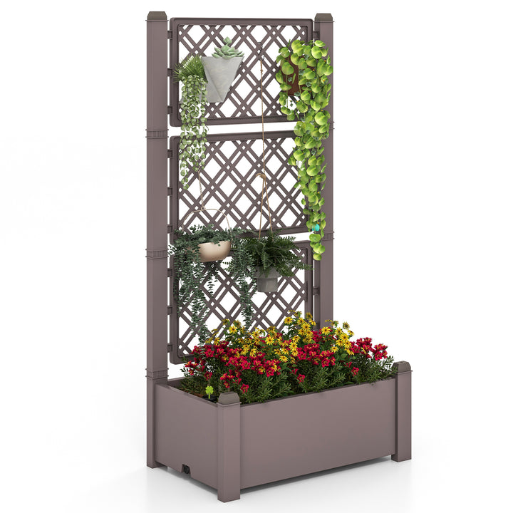 Self-Watering Standing Planter Box Lattice Panels for Vine Climbing Fruits Vegetables