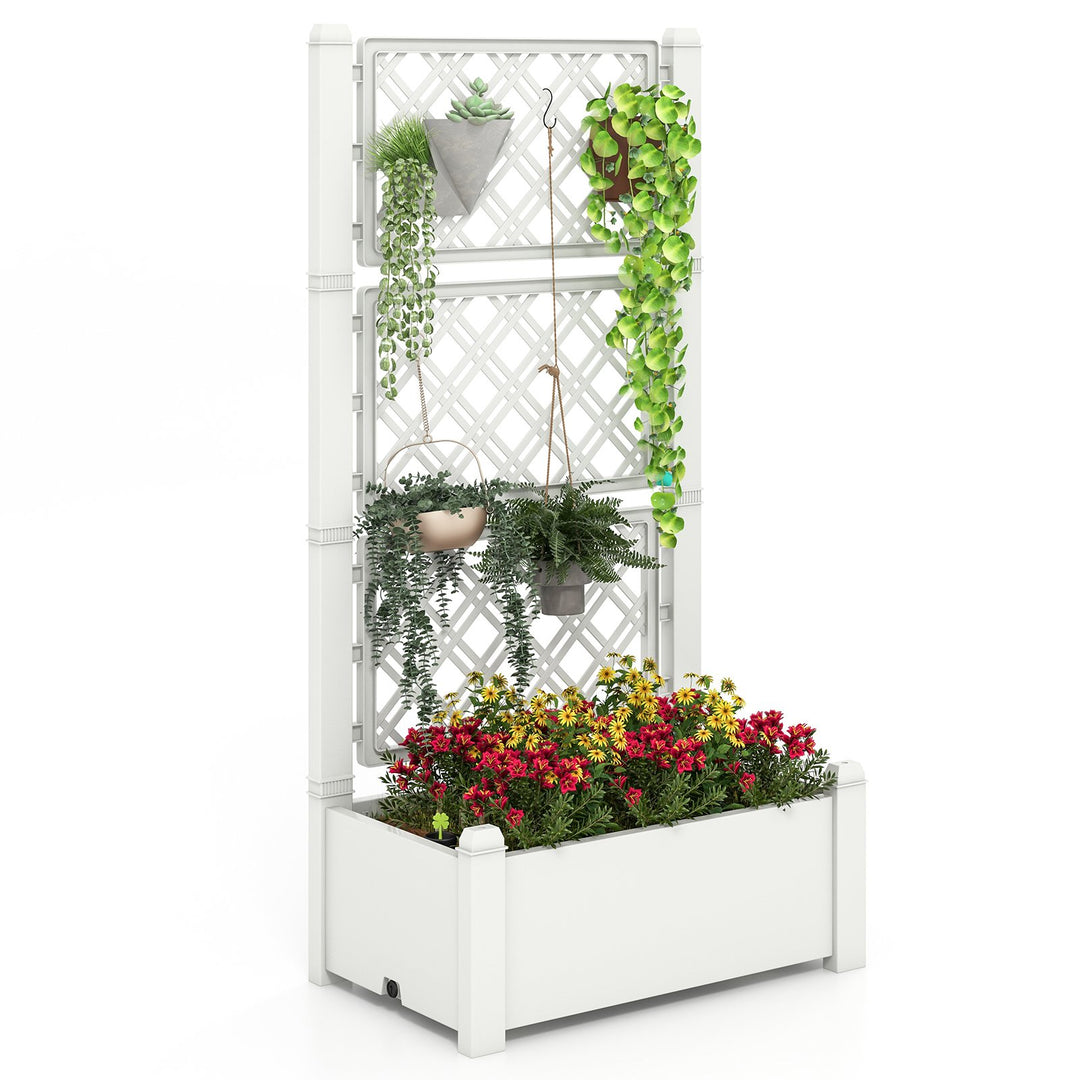 Self-Watering Standing Planter Box Lattice Panels for Vine Climbing Fruits Vegetables