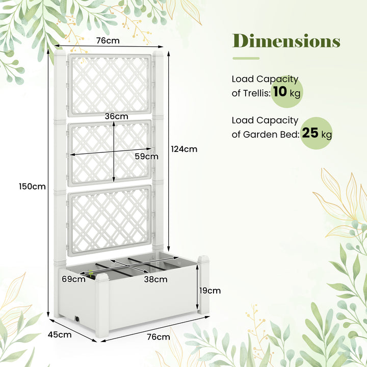 Self-Watering Standing Planter Box Lattice Panels for Vine Climbing Fruits Vegetables - TidySpaces