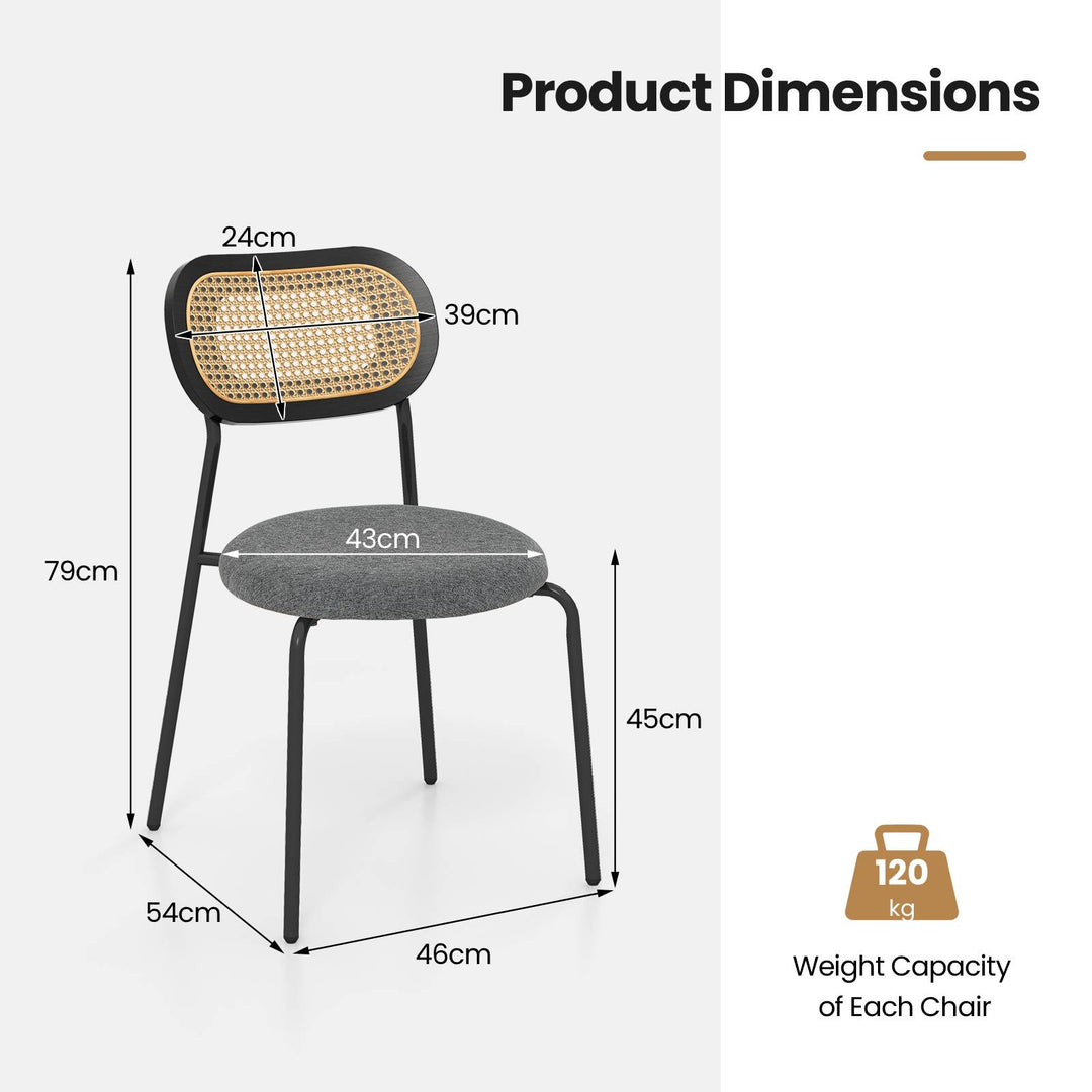 Rattan Dining Chair Set of 2 with Mesh Cane Backrest - TidySpaces