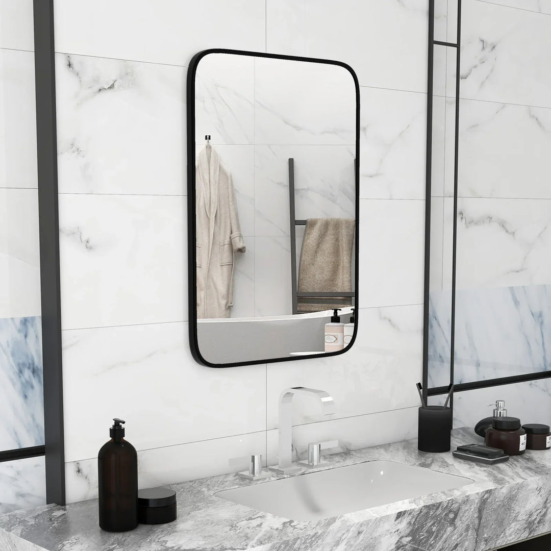 Rectangle Bathroom Mirror with Shatter-Proof Film and Expansion Screws - TidySpaces