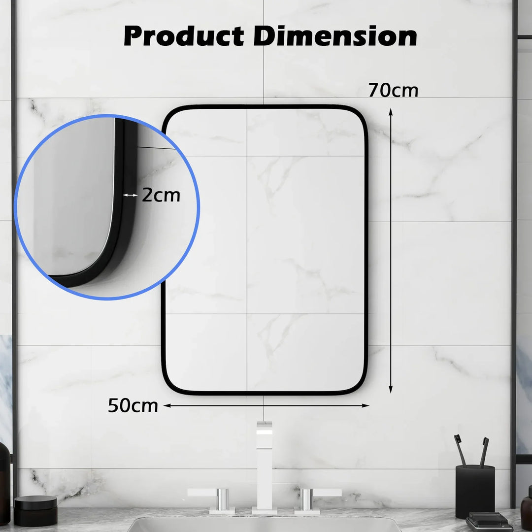 Rectangle Bathroom Mirror with Shatter-Proof Film and Expansion Screws - TidySpaces