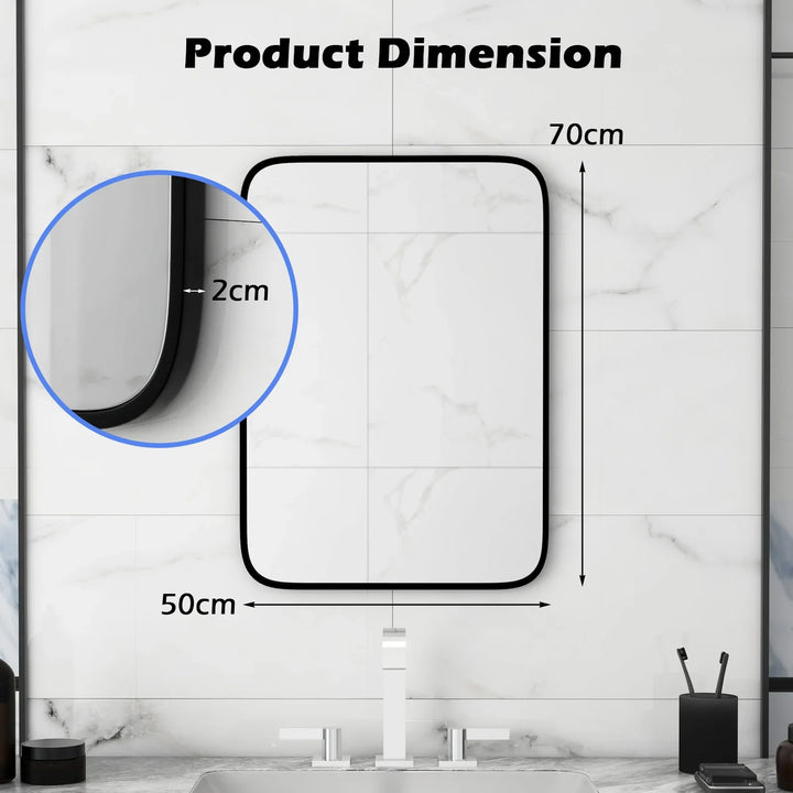Rectangle Bathroom Mirror with Shatter-Proof Film and Expansion Screws - TidySpaces