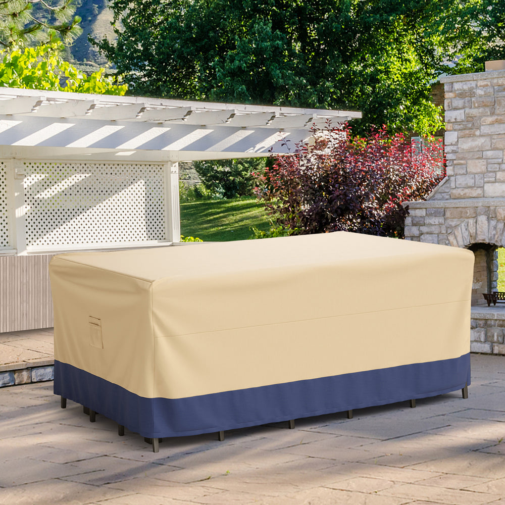Rectangular Outdoor Dining Set Cover Waterproof Polyester Patio Table and Chairs Cover - TidySpaces
