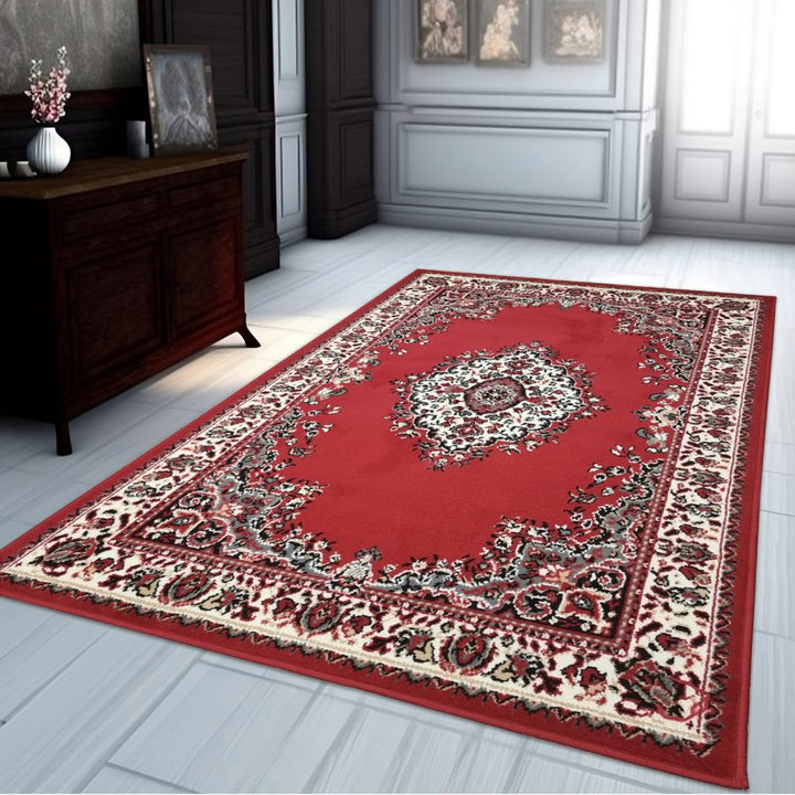 Traditional Rug Red Vintage Classic Design Red - TidySpaces