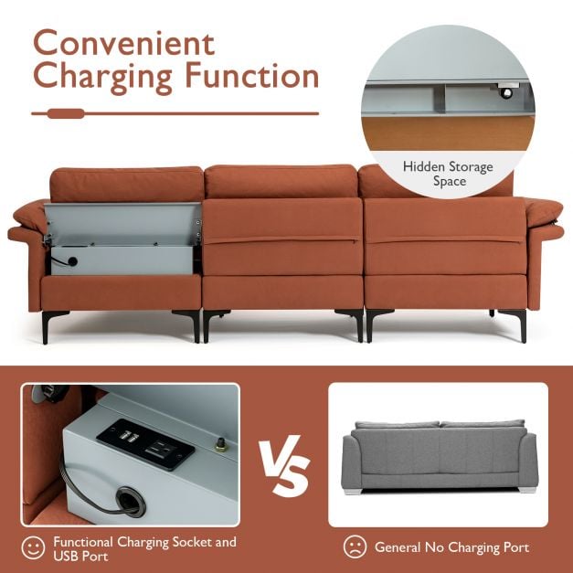 L shaped 3 Seat Upholstered Sectional Sofa - TidySpaces