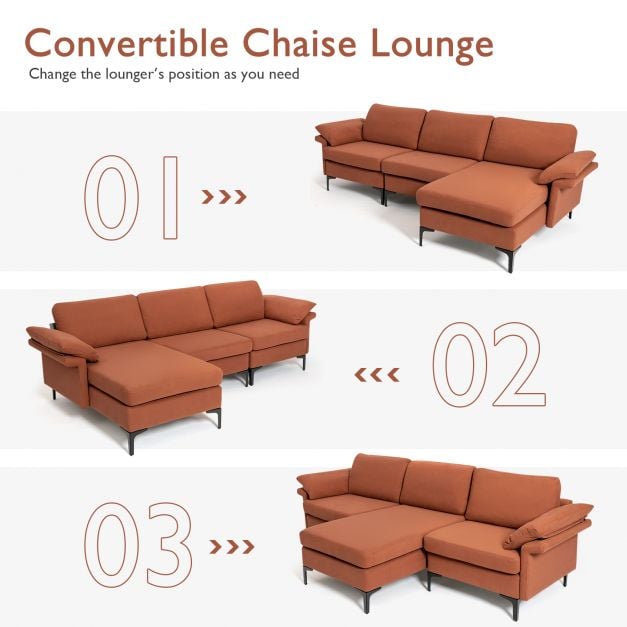 L shaped 3 Seat Upholstered Sectional Sofa - TidySpaces