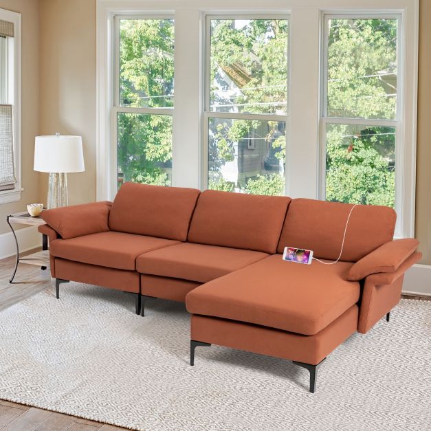 L shaped 3 Seat Upholstered Sectional Sofa - TidySpaces