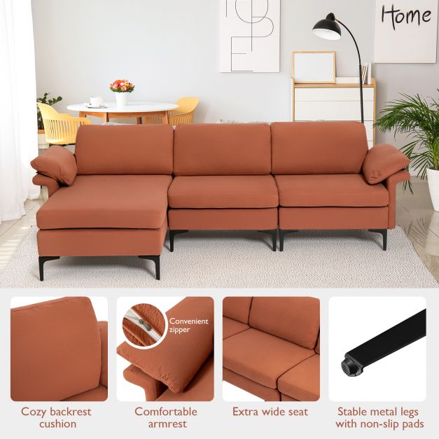 L shaped 3 Seat Upholstered Sectional Sofa - TidySpaces