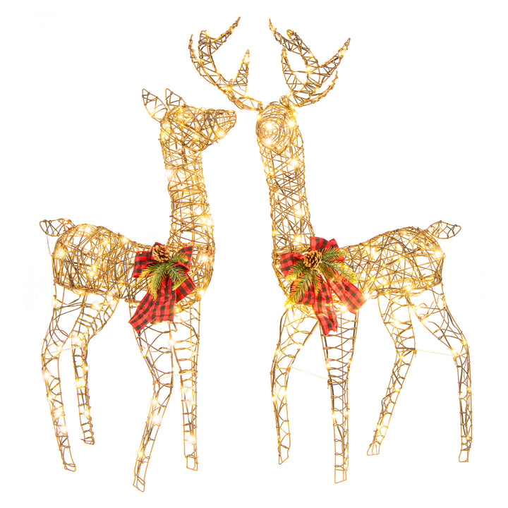 2-Piece Reindeer Family Set with 230 LED Lights and Ground Stakes - TidySpaces