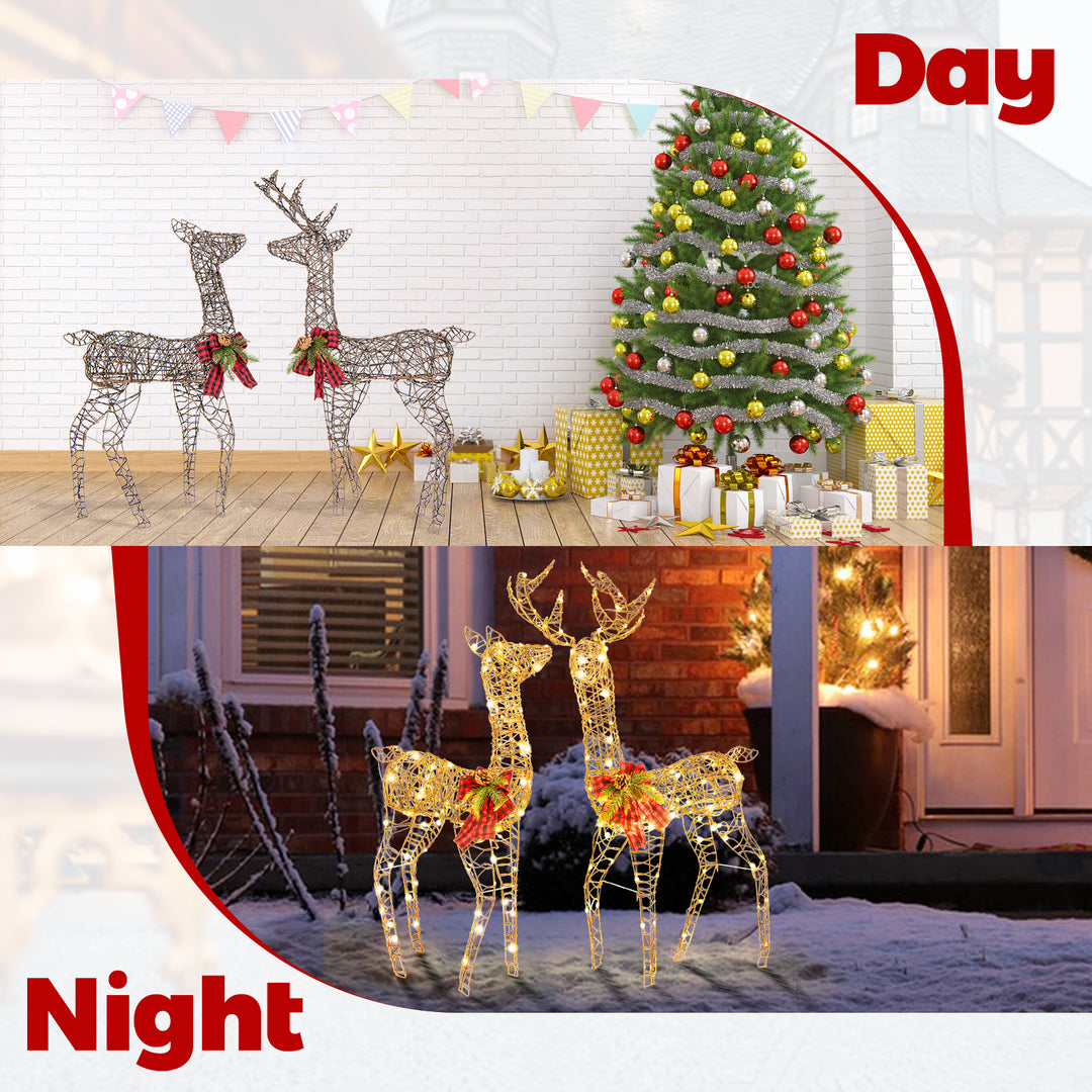 2-Piece Reindeer Family Set with 230 LED Lights and Ground Stakes - TidySpaces