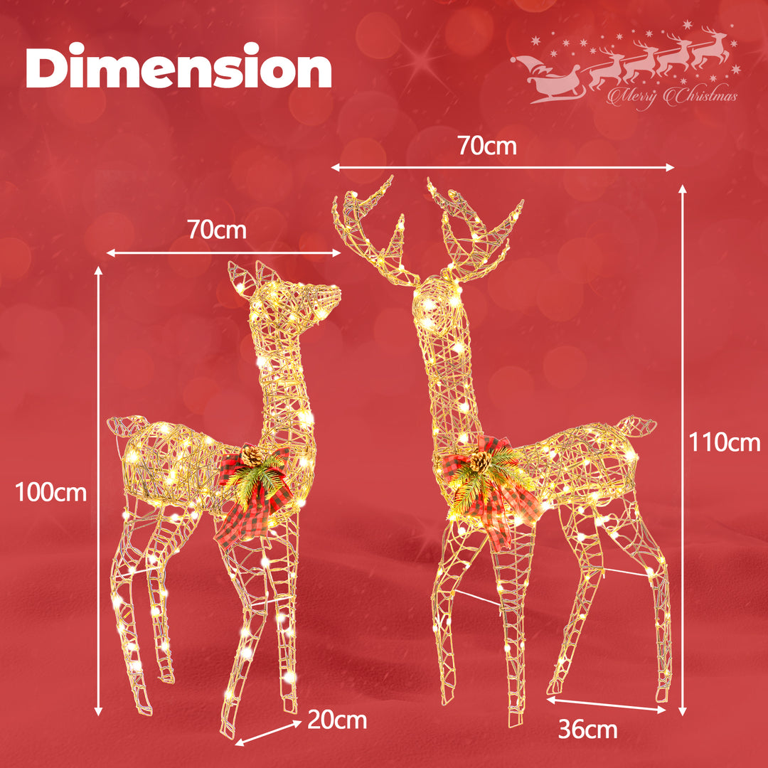 2-Piece Reindeer Family Set with 230 LED Lights and Ground Stakes - TidySpaces