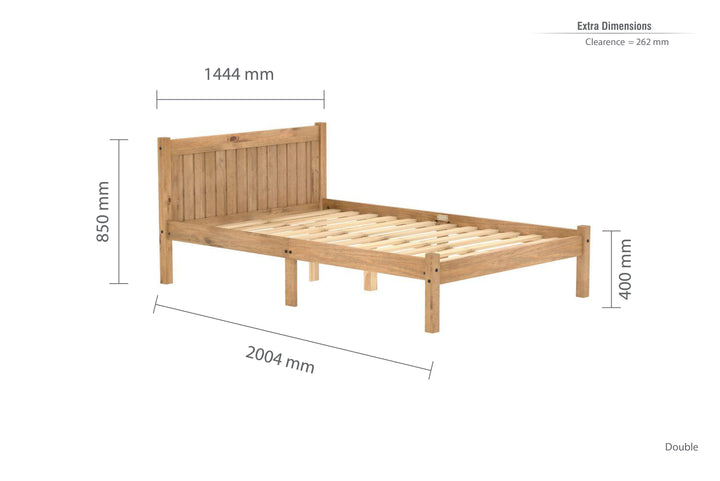 Rio Solid Pine Bed with Slatted Base for Enhanced Support and Airflow
